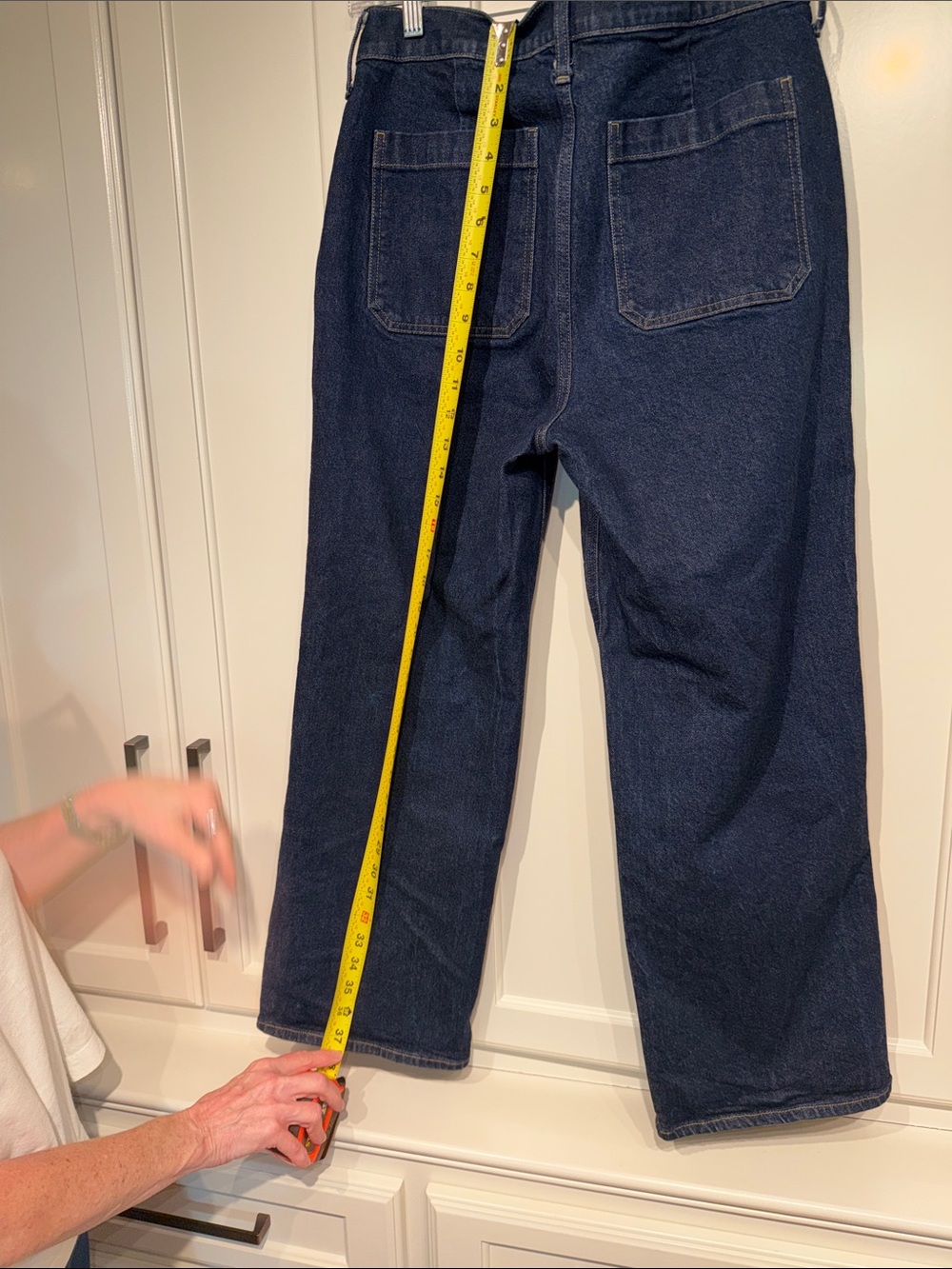 J. Crew Dark Blue Wide-Leg High-Rise Jeans with Front Patch Sailor pockets - Picture 4 of 4
